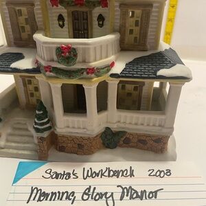 Santa's Workbench  ceramic light up village house “Morning Glory Manor “ 2003
